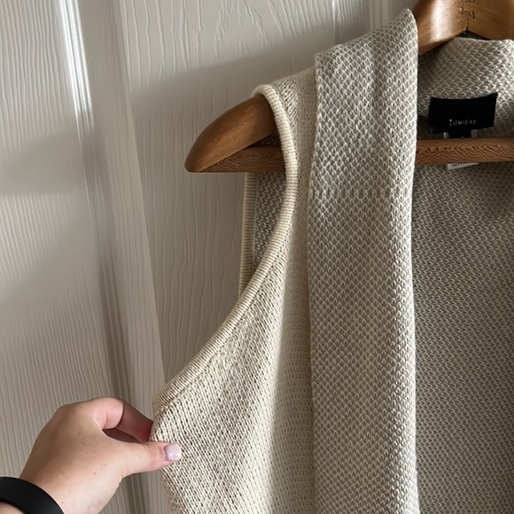 Lumiere Off White Sleeveless Sweater Cardigan Vest With Fringe Tassels Size S - Picture 5 of 9